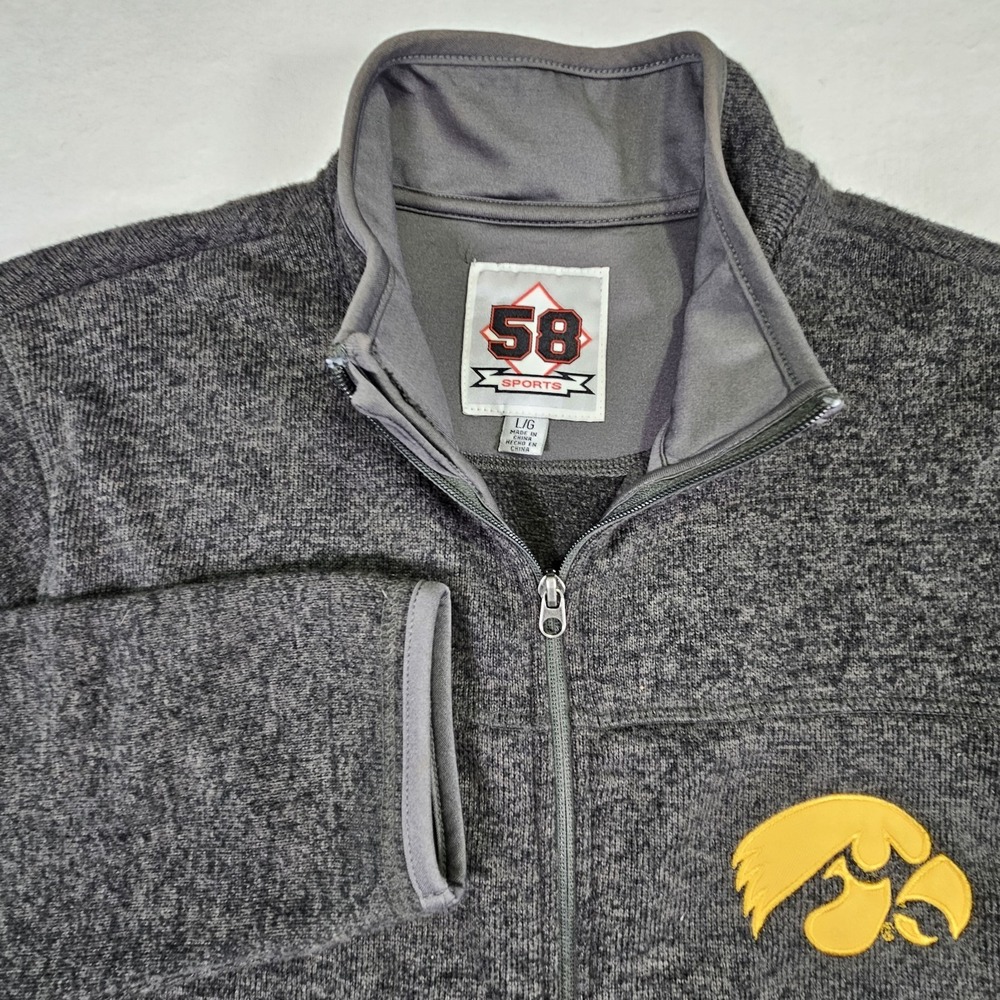 University Of Iowa Hawkeyes Jacket Mens L Black Embroidered Logo Full Zip NCAA